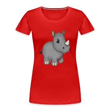 Kawaii Cartoon Rhino - Frauen Premium Bio T-Shirt - Rot - Vorne - Mia (176cm)