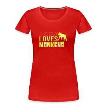 Dieser Typ liebt Affen - Frauen Premium Bio T-Shirt - Rot - Vorne - Mia (176cm)