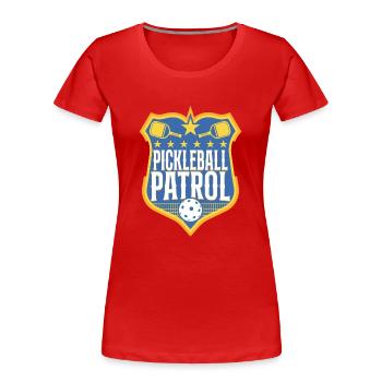Pickleball Badge Pickleball Patrouille - T-shirt bio Premium Femme - rouge - Devant - Mia (176cm)
