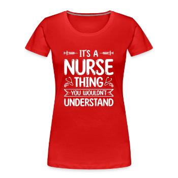 Adjoint au médecin Adjoint Au bureau du médecin - T-shirt bio Premium Femme - rouge - Devant - Mia (176cm)