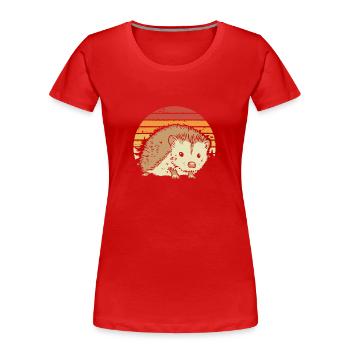 Süßer Igel Retro - Frauen Premium Bio T-Shirt - Rot - Vorne - Mia (176cm)