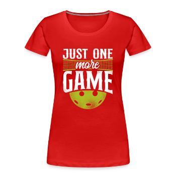 Pickleball Just One More Game - Frauen Premium Bio T-Shirt - Rot - Vorne - Mia (176cm)