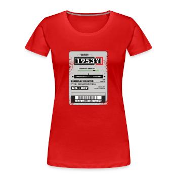 Three-phase meter birthday 1953 gift - Women's Premium Organic T-Shirt - red - Front - Mia (176cm)