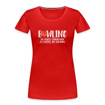 Bowling exercise and swearing - Women's Premium Organic T-Shirt - red - Front - Mia (176cm)
