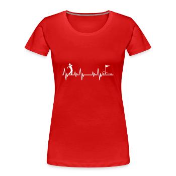 Golf is Life Heartbeat T-Shirt - Frauen Premium Bio T-Shirt - Rot - Vorne - Mia (176cm)