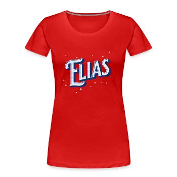 Le nom d’Elijah personnalisé - T-shirt bio Premium Femme - rouge - Devant - Mia (176cm)
