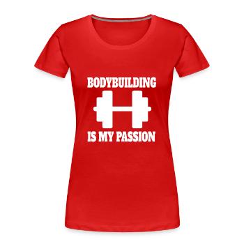 Fitness Muskel Krafttraining Sportler Bodybuilder - Frauen Premium Bio T-Shirt - Rot - Vorne - Mia (176cm)