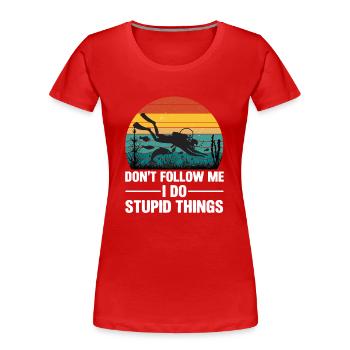 Diving Retro Diving Device Marine World Divers Diving - Women's Premium Organic T-Shirt - red - Front - Mia (176cm)