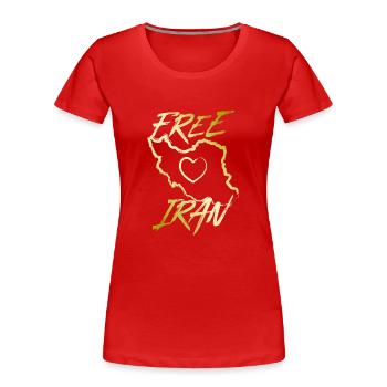 L’Iran libre aime la paix - T-shirt bio Premium Femme - rouge - Devant - Mia (176cm)
