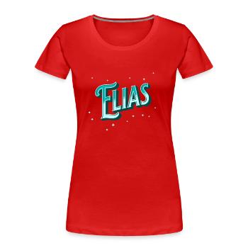 Le nom d’Elijah personnalisé - T-shirt bio Premium Femme - rouge - Devant - Mia (176cm)