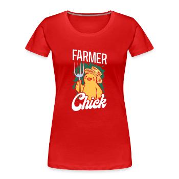 Farming Farmer Girl Chicken Farmer - Frauen Premium Bio T-Shirt - Rot - Vorne - Mia (176cm)