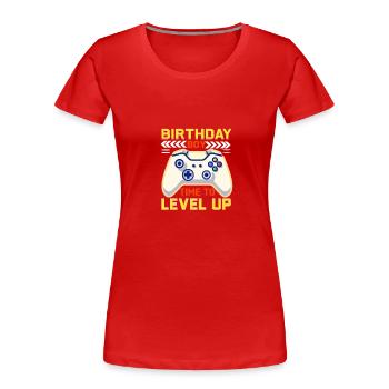 Geburtstagskind Zeit, um Videospiel Geburtstag zu verbessern - Frauen Premium Bio T-Shirt - Rot - Vorne - Mia (176cm)