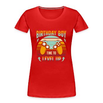 Geburtstagskind Zeit, um Videospiel Geburtstag zu verbessern - Frauen Premium Bio T-Shirt - Rot - Vorne - Mia (176cm)