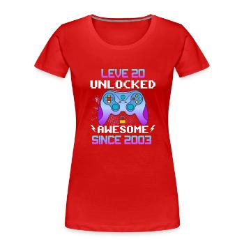Level 20 freigeschaltet Fantastisch seit 2003 Lustiger Spieler - Frauen Premium Bio T-Shirt - Rot - Vorne - Mia (176cm)
