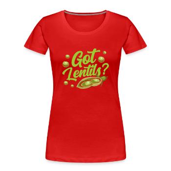 Les lentilles ont des amants Lentille Soupe de lentilles Nourriture - T-shirt bio Premium Femme - rouge - Devant - Mia (176cm)