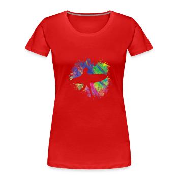 Sommersurfer Mit Brett - Frauen Premium Bio T-Shirt - Rot - Vorne - Mia (176cm)