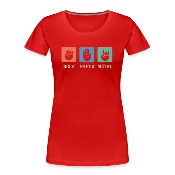 Metal -Musik, Rockpapiermetallmusik - Frauen Premium Bio T-Shirt - Rot - Vorne - Mia (176cm)