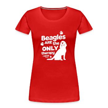 Beagle - Frauen Premium Bio T-Shirt - Rot - Vorne - Mia (176cm)