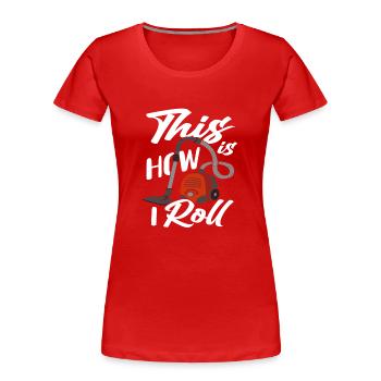 Aspirateur femme de ménage - T-shirt bio Premium Femme - rouge - Devant - Mia (176cm)