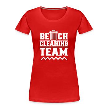 Équipe de nettoyage de plage Nettoyage de plage - T-shirt bio Premium Femme - rouge - Devant - Mia (176cm)