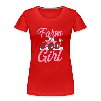 Farming Farmer Girl Tractor Farm - Frauen Premium Bio T-Shirt - Rot - Vorne - Mia (176cm)
