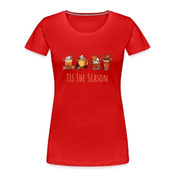Kaffeeliebhaber, es ist die Jahreszeit - Frauen Premium Bio T-Shirt - Rot - Vorne - Mia (176cm)