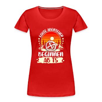 Geocaching Geocacher Geocache - Frauen Premium Bio T-Shirt - Rot - Vorne - Mia (176cm)
