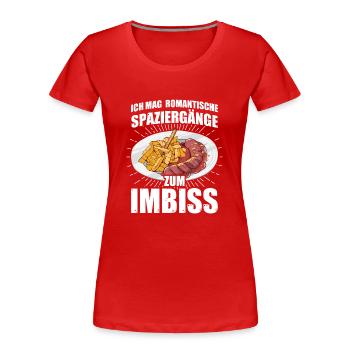 Zum Imbiss Currywurst Ruhrpott Carpaccio - Frauen Premium Bio T-Shirt - Rot - Vorne - Mia (176cm)