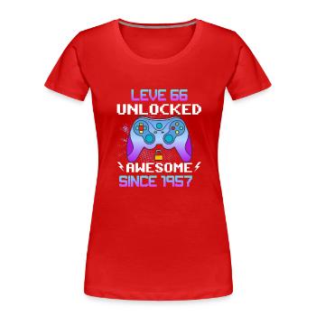 Level 66 Unlocked Awesome Since 1957 Funny Gamer - Women's Premium Organic T-Shirt - red - Front - Mia (176cm)