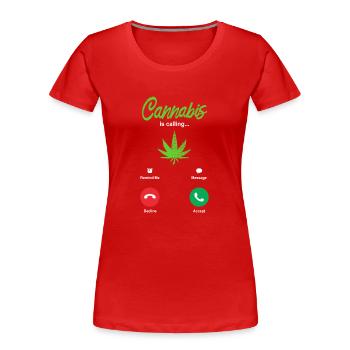 Cannabis Rauchen - Frauen Premium Bio T-Shirt - Rot - Vorne - Mia (176cm)