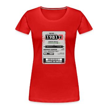Three-phase meter birthday 1981 gift - Women's Premium Organic T-Shirt - red - Front - Mia (176cm)