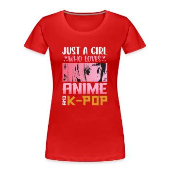 K-Pop Korea Pop Popmusik Südkorea koreanisch Musik - Frauen Premium Bio T-Shirt - Rot - Vorne - Mia (176cm)
