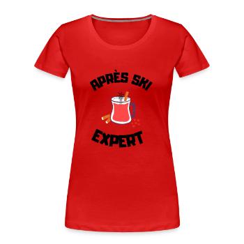 Expert après-ski - T-shirt bio Premium Femme - rouge - Devant - Mia (176cm)