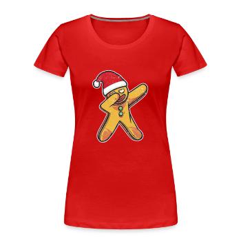 Dabs Gingerbread Man Christmas Bakery Team Xmas - Women's Premium Organic T-Shirt - red - Front - Mia (176cm)