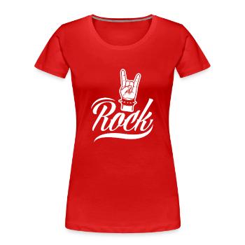 Gitarre Rockmusik Rockmusiker - Frauen Premium Bio T-Shirt - Rot - Vorne - Mia (176cm)