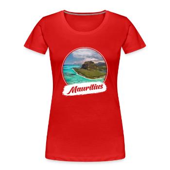 Souvenir de l’île Maurice - T-shirt bio Premium Femme - rouge - Devant - Mia (176cm)
