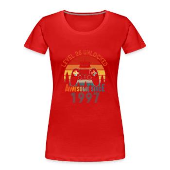 Level 26 Freigeschaltet Awesome seit 1997 Funny Gamer - Frauen Premium Bio T-Shirt - Rot - Vorne - Mia (176cm)