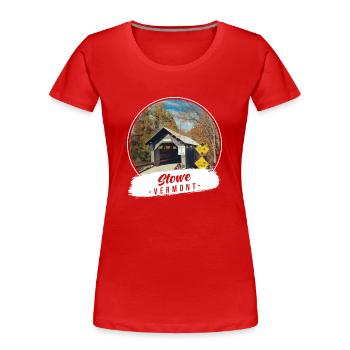 Stowe Vermont Souvenir - T-shirt bio Premium Femme - rouge - Devant - Mia (176cm)