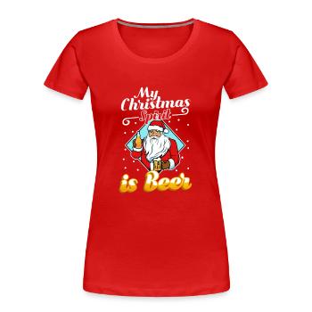 Mon de Noël est la bière - T-shirt bio Premium Femme - rouge - Devant - Mia (176cm)