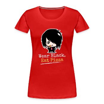 Wear Black Eat Pizza | Boys Emo clothes | Emocores - Women's Premium Organic T-Shirt - red - Front - Mia (176cm)