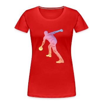 Bowling Silhouette - Frauen Premium Bio T-Shirt - Rot - Vorne - Mia (176cm)