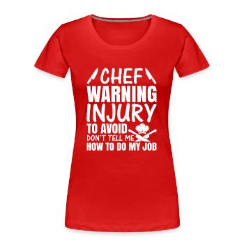Chapeau de Chef, Chef, Cuisine, Cinq étoiles, Or, 5, - T-shirt bio Premium Femme - rouge - Devant - Mia (176cm)