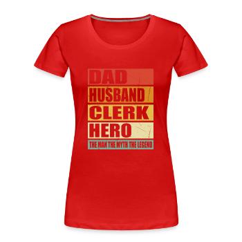 Père Mari Commis Tenu - T-shirt bio Premium Femme - rouge - Devant - Mia (176cm)
