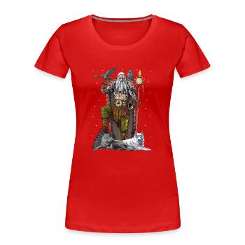 Viking Norse God Odin - Women's Premium Organic T-Shirt - red - Front - Mia (176cm)
