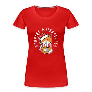 Haarige weihnachten - Frauen Premium Bio T-Shirt - Rot - Vorne - Mia (176cm)