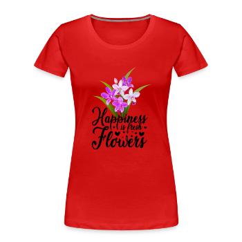 Happiness Is Fresh Flowers Gardener Botancial Plan - Frauen Premium Bio T-Shirt - Rot - Vorne - Mia (176cm)