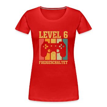 Level 6 freigeschaltet - Frauen Premium Bio T-Shirt - Rot - Vorne - Mia (176cm)