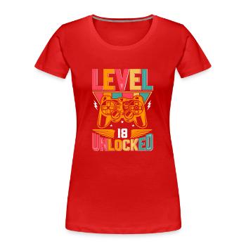 Level 18 Unlocked Awesome Since 2005 Funny Gamer - Women's Premium Organic T-Shirt - red - Front - Mia (176cm)
