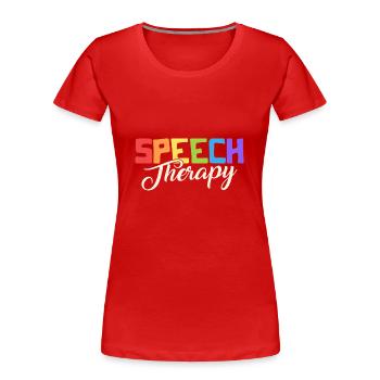 Speech Therapy Rainbow - Frauen Premium Bio T-Shirt - Rot - Vorne - Mia (176cm)