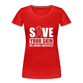 Save Your Skin Melanoma Awareness - Frauen Premium Bio T-Shirt - Rot - Vorne - Mia (176cm)